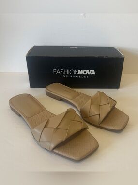 Fashion Nova Tan Woven Slide Mules - 7